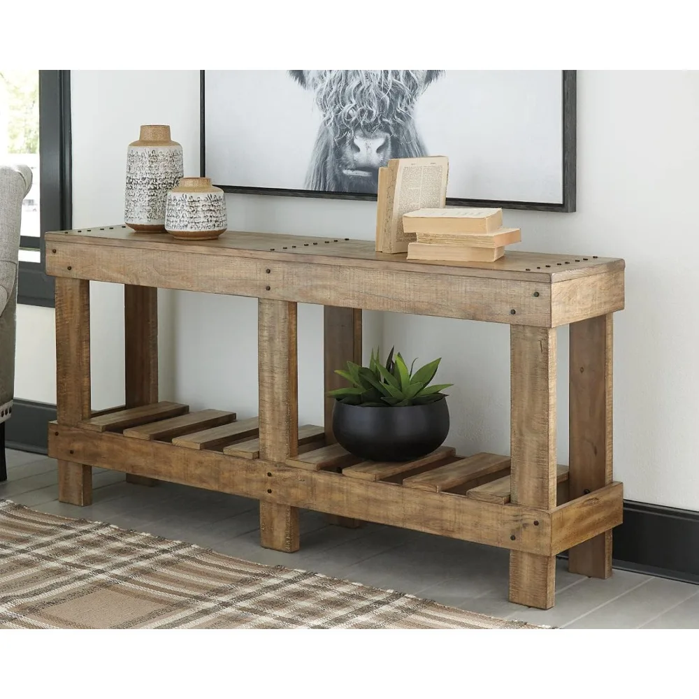 Susandeer Rustic Farmhouse Console Sofa Table, Brown