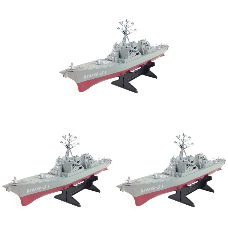 Modelo de barco destructor de misiles guiado 3X estático con soporte de exhibición modelo de buque de guerra DIY educativo