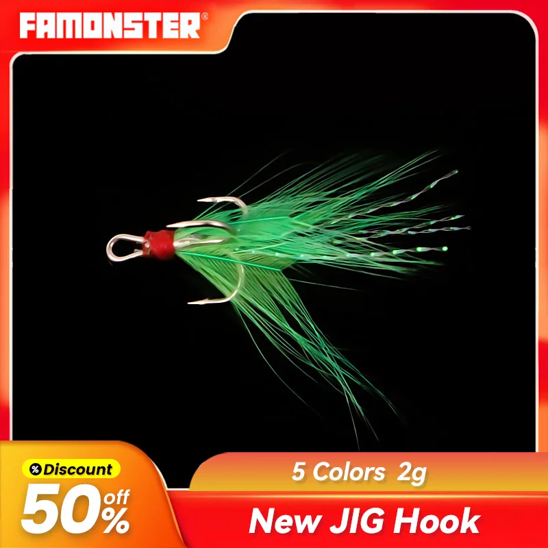 

10Pcs Famonster Dressed Feathered Treble Fishing Hooks Carbon Steel Pike Sharp Triple Fishhook Sea Accessories Lure Bass Barbed