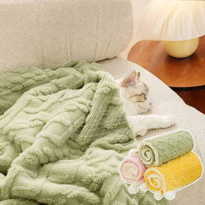 Thickened Plush Pet Blanket Ultra Soft Warm Sleeping Mat for Dogs Cats Winter Comfort view 2