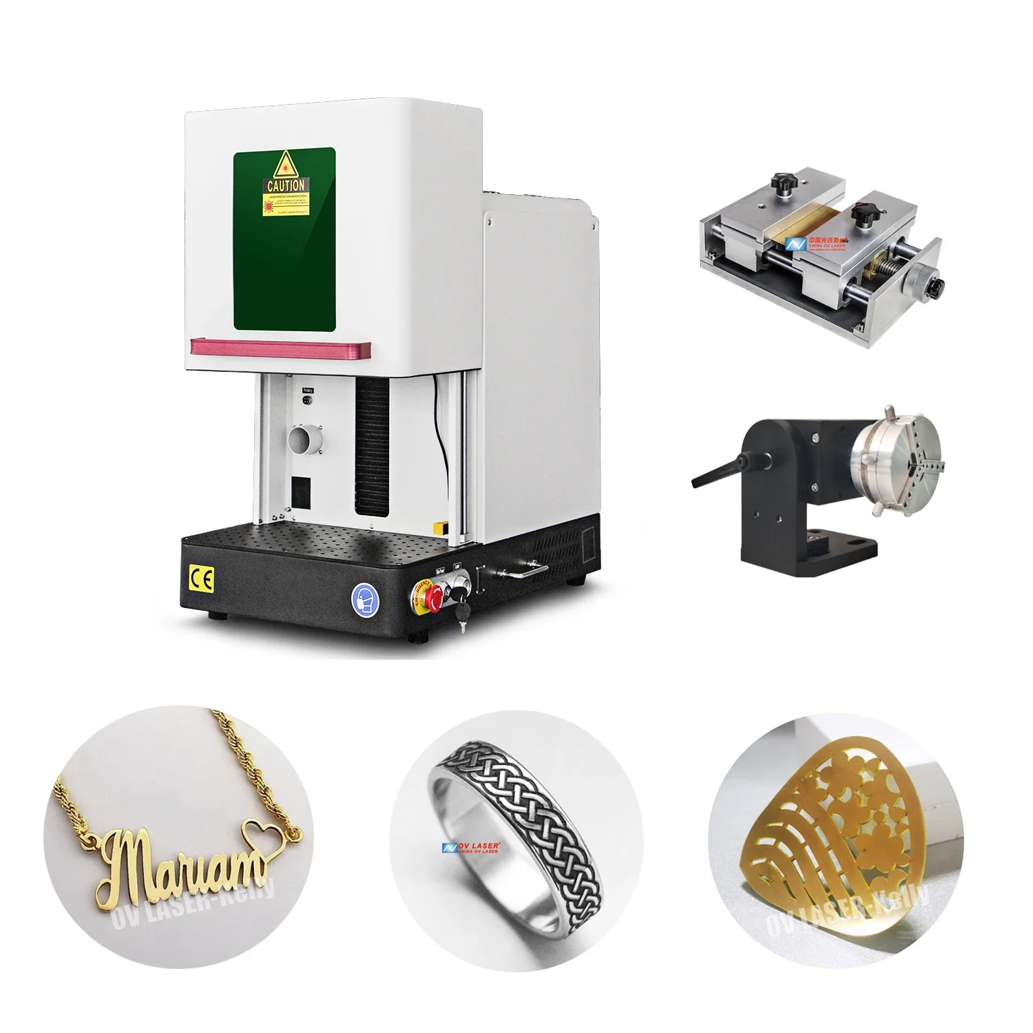 100w enlosed  engraving machine for jewelry ring engraving and gold cutting 50w marking machine fiber  lightburn