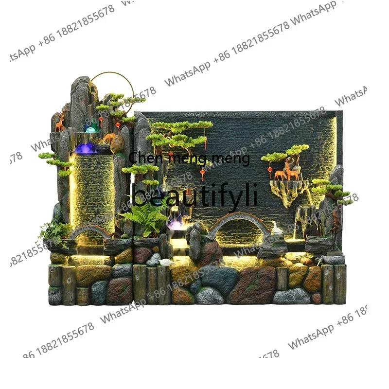 cc182R Garden courtyard water curtain wall water feature rockery flowing water fountain fish pond office lucky ornament