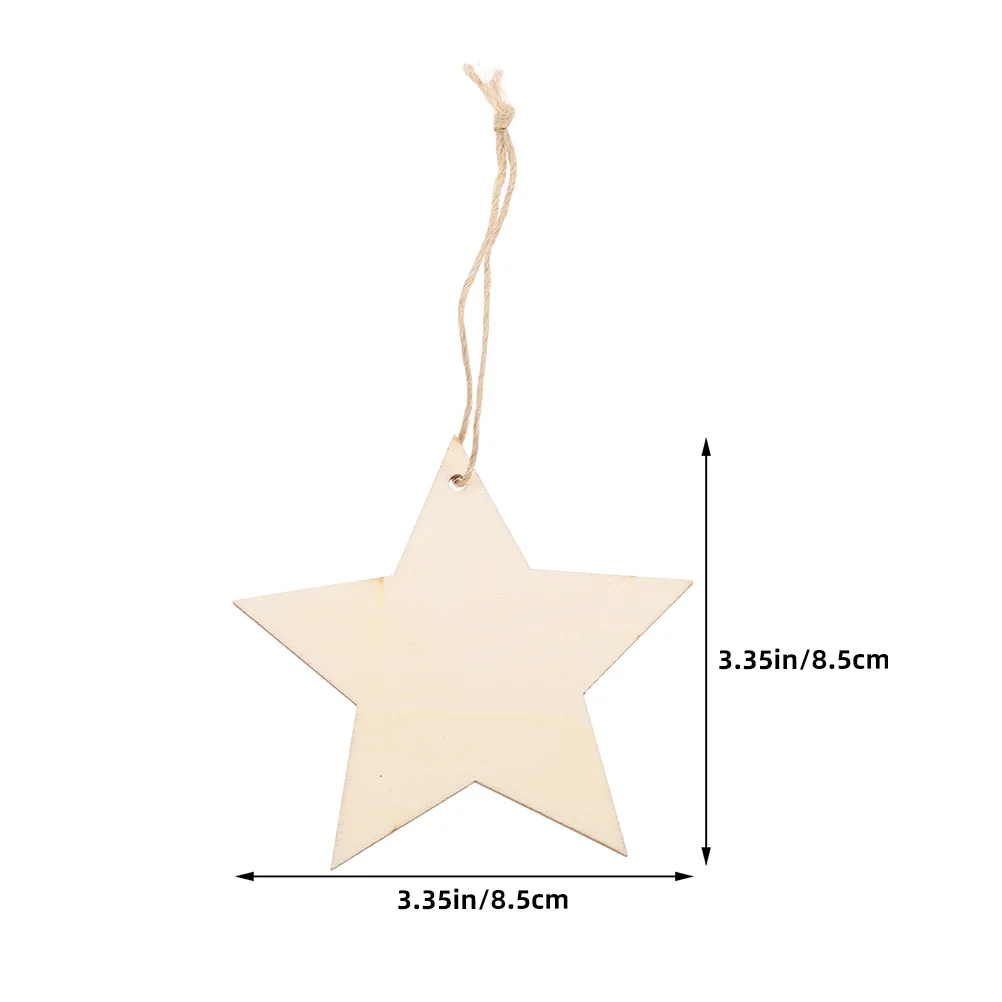 

50Pcs Wooden Star Pentagram Hanging Pendants Unfinished Christmas Tree Ornaments DIY Decoration Party Supplies Home Window Door