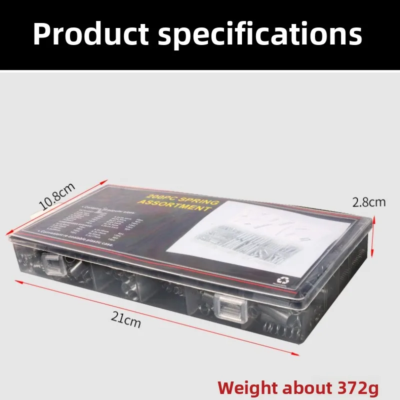 200/300PCS Stainless Springs Assortment Compression Spring Assortment Sets Suspension Springs Shrink Plastic Boxed Set Hardware