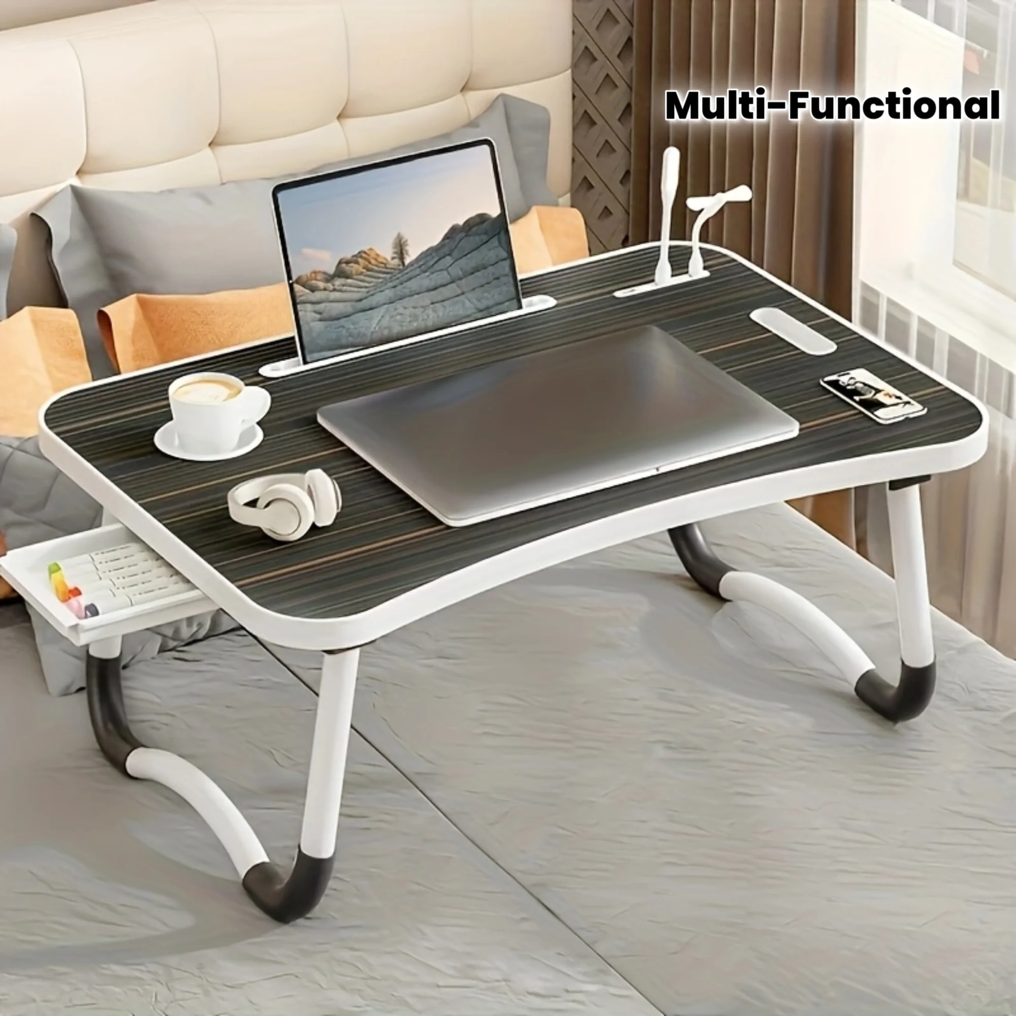 

[Portable Laptop Desk] Sturdy and Durable Extra Large Portable Laptop Folding Desk | Multi-functional Study Table, Tray Stand,