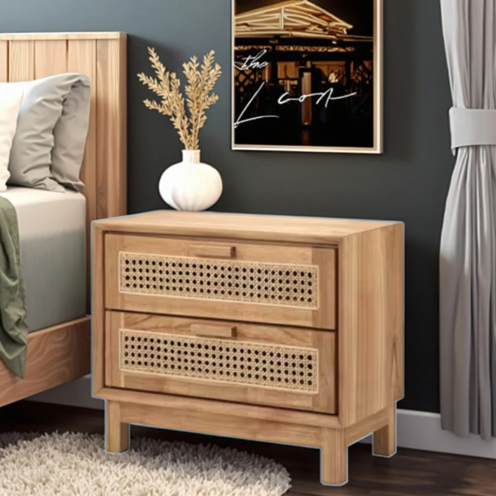 Z DU'S Modern Solid Wood Bedside Table With Double-deck Design, Delicate And Compact, Serves As Decorative Furniture.Z