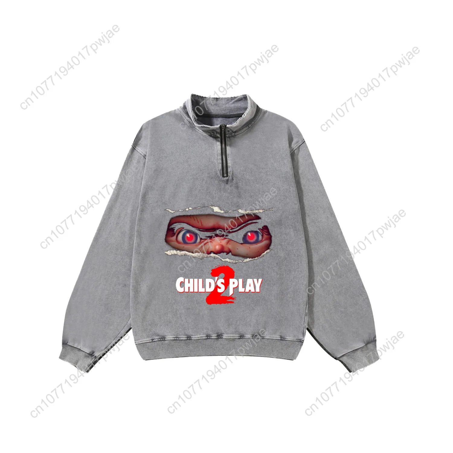Film horror Childs Play Chucky Flats Felpa retrò personalizzata Uomo Donna Mezza cerniera Felpa vintage Foto Top su misura