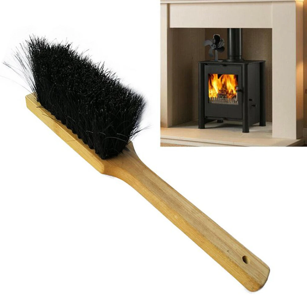 Long Handle Fireplace Brush: Essential Tool For Efficient Fireplace Maintenance! Constructed With Robust Black Bristles,