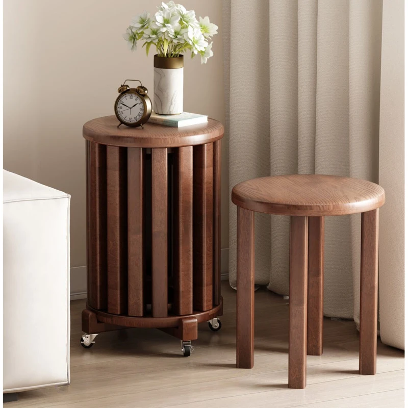 Taburetes de comedor de madera maciza modernos, silla de cocina de diseño cuatro en uno, mesa lateral multifuncional, polea conveniente, muebles para el hogar