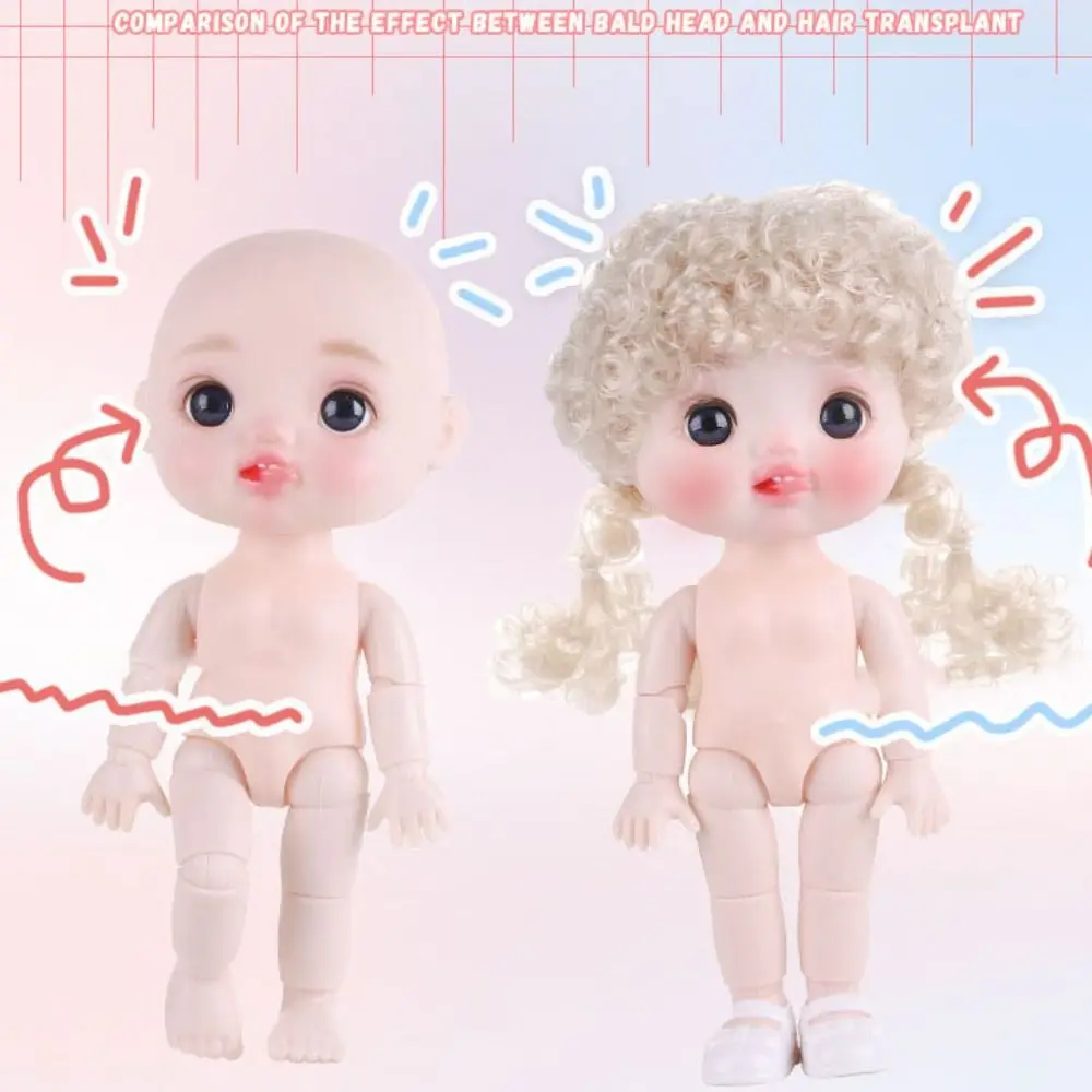 Beautiful 1/6 BJD Movable Joint Doll Body Kawaii Toys Nude 21 Ball Jointed Doll 3D DIY Big Head Doll with Hair Girl