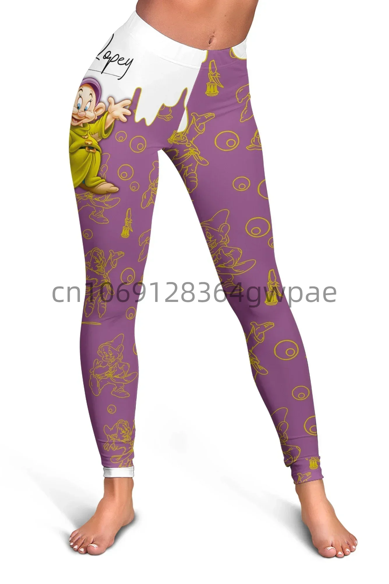 Disney-Ensemble de leggings haut et leggings de yoga creux, découpe naine précieuse, fitness, survêtement, été