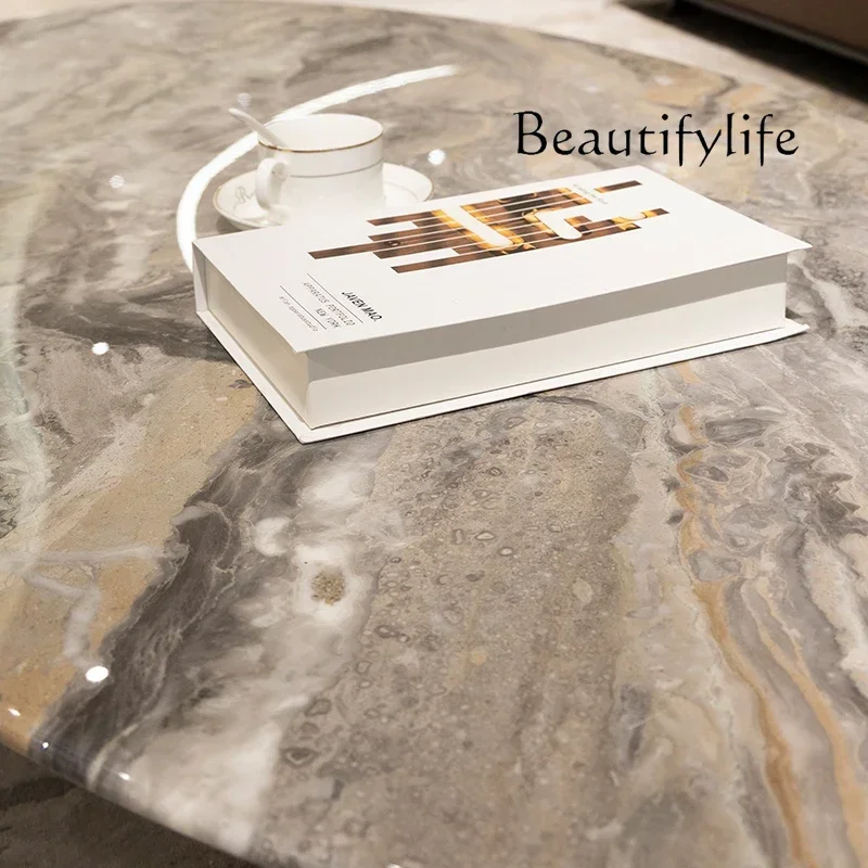 yj5 Modern light luxury living room oval coffee table Italian minimalist natural marble designer combination living room