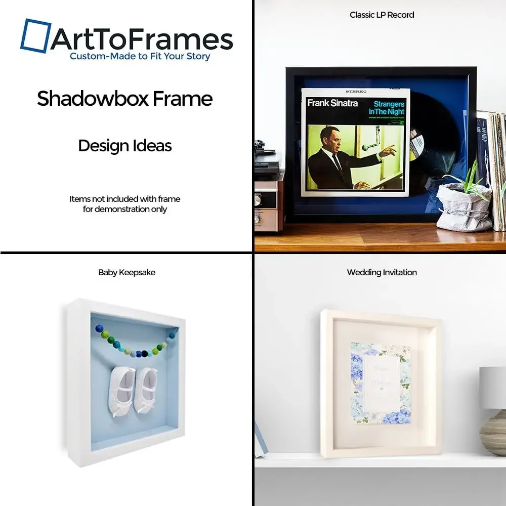 24 x 30 Inch Shadow Box Picture Frame, with a Satin White 1'' Shadowbox Frame and Alabaster Mat