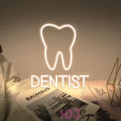 Dentist Tooth Neon Sign Teeth Shop Dentist's Office Room Decor Wall Decoration Business Sign Led Luminous Signs Christmas Gift