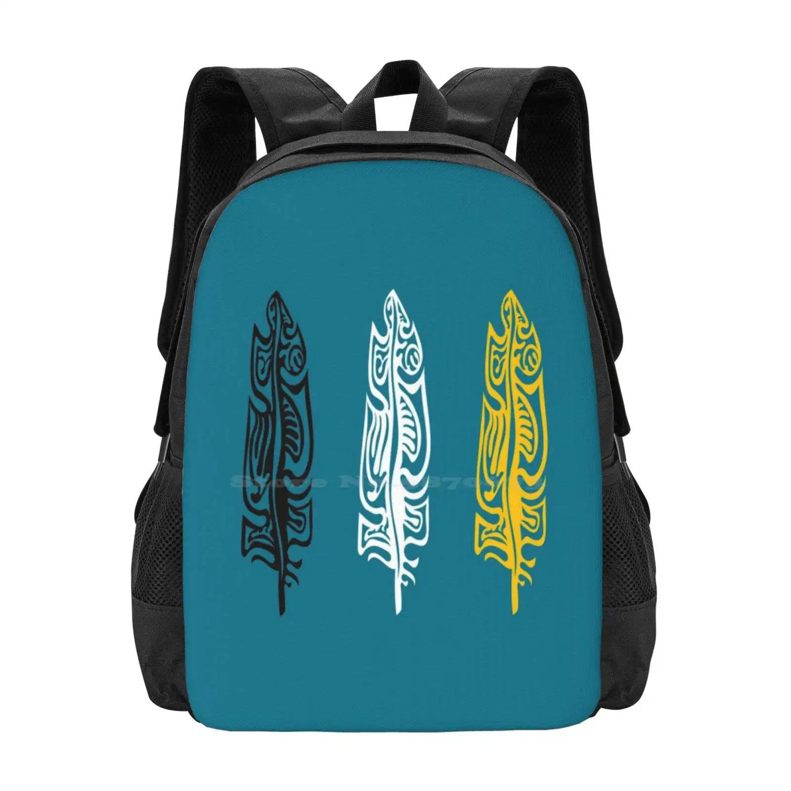 Three Feathers Medicine Wheel Colours Indigenous Wawezhi Canada Hot Sale Schoolbag Backpack Fashion Bags Feathers Medicine