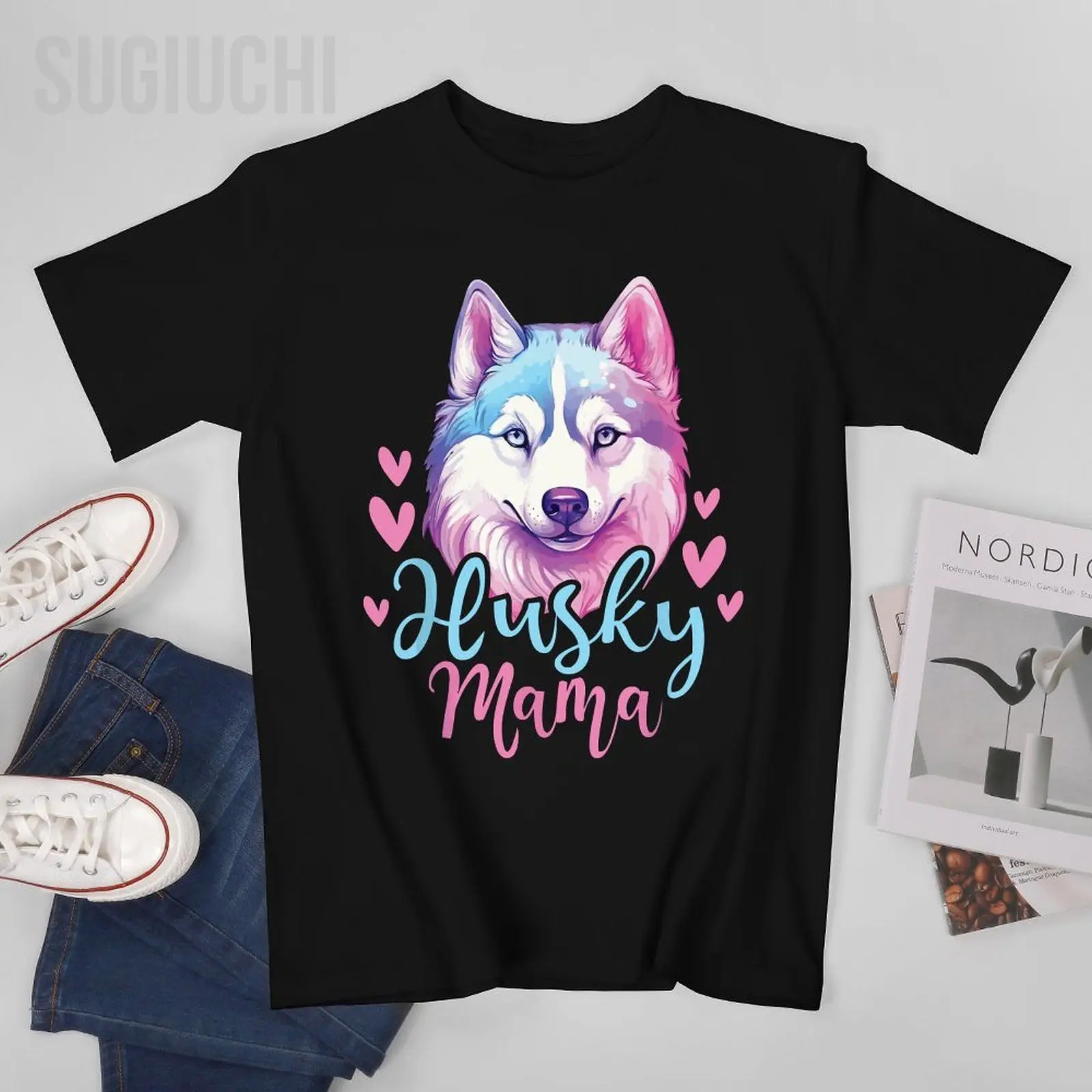Unisex Men Husky Mama Siberian Husky Dog Owner Pet Animal Lover Tshirt Tees T Shirts Women Boys 100% Cotton T-Shirt