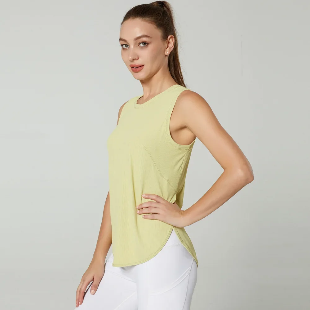

New Summer Sleeveless Yoga T-Shirt Women Loose Fitness Running Tank Top Breathable Quick Dry Gym Vest Female Workout Sport Shirt