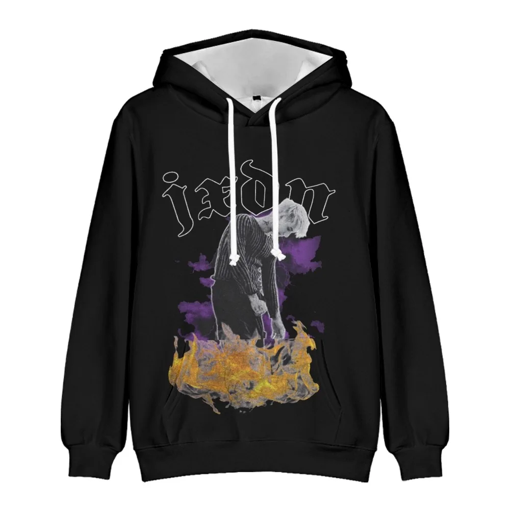 Hoodie de manga comprida unissex, Jaden Blank, Jxdn Merch 90s, estrela da mídia social, moletom preto, mulheres, moletons masculinos, roupas Hip Hop 3D