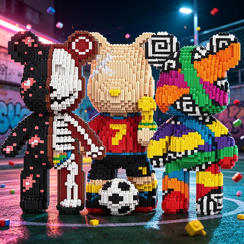Creative Trendy 3D kawaii Bear Building Block Stress Relieving Puzzle Brick Toys For Children Adult Kids Home Ornament