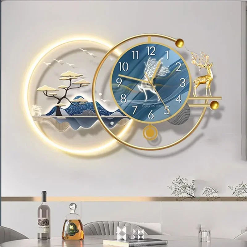 Metal Wall Art Luminous Wall Clocks Korean Cat Silent Fashion Vintage Wall Watch Minimalist Reloj De Pared Room Decorations