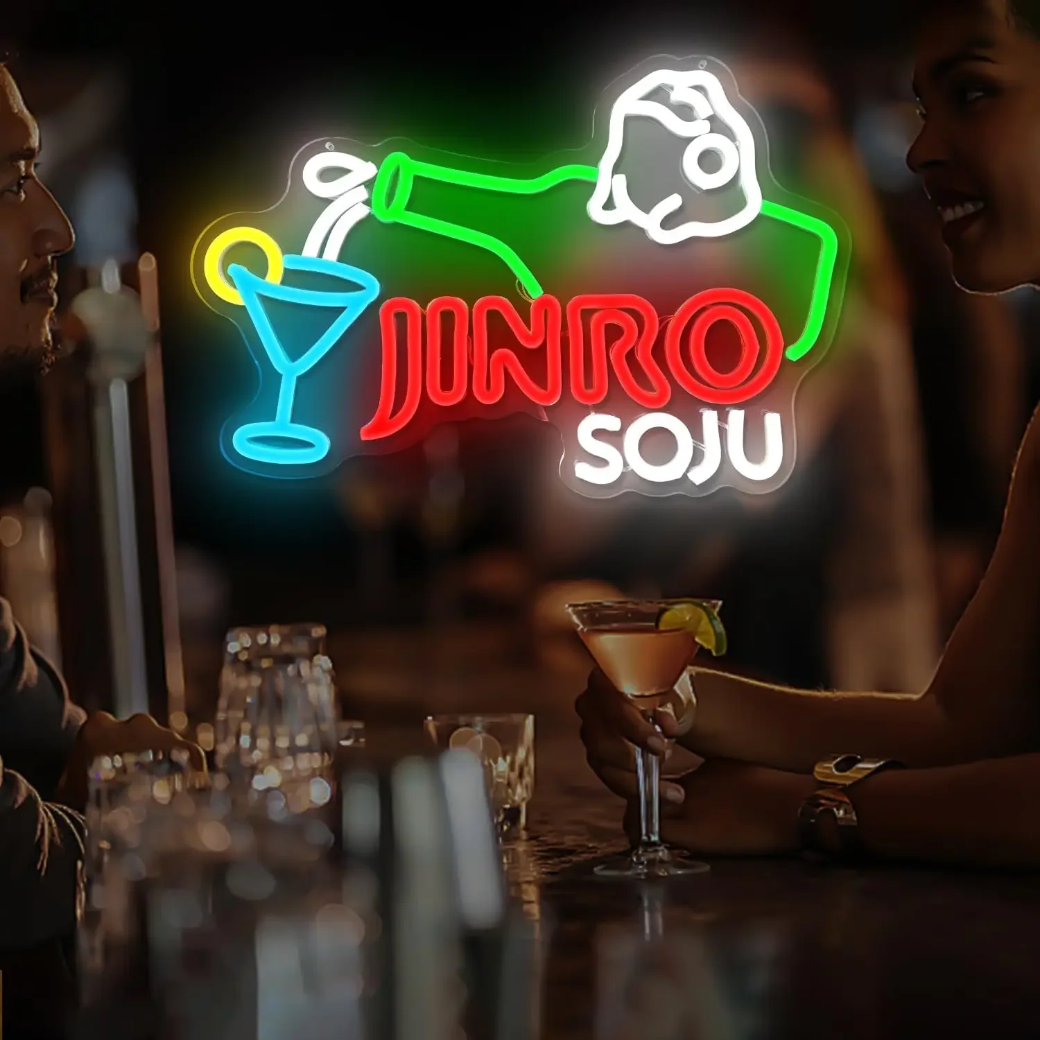 Jinro Soju Neon Sign USB LED Neon Light Dimmable for Korean Bar Pub Restaurant Soju Shop Nightclub Home Bar Man Cave Wall Decor