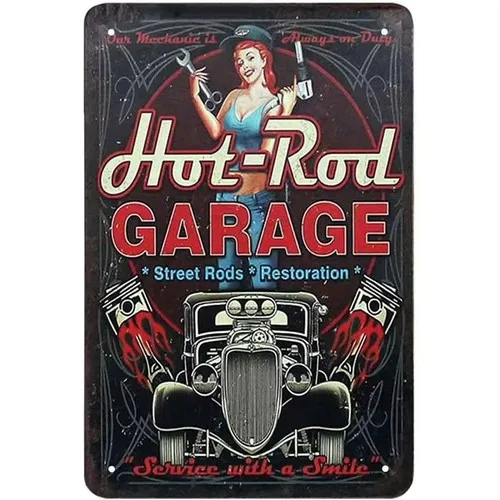 Vintage Retro Automotive Hot-Rod Garage Metal Sign Man Cave Wall Art Decor