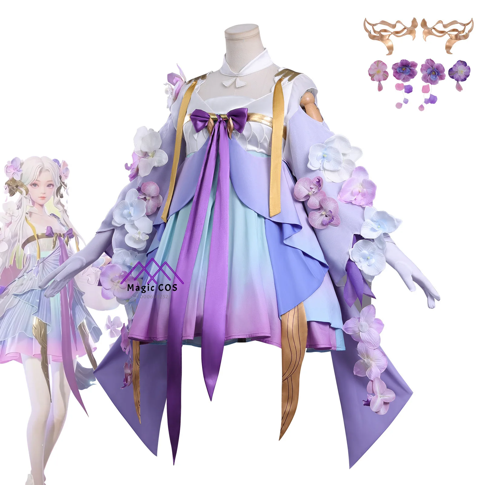 

Game Honor of Kings Cosplay Costume Anime Dolia Role Playing Clothes Fashion Dress Outfit for Women Comic Con Halloween Party