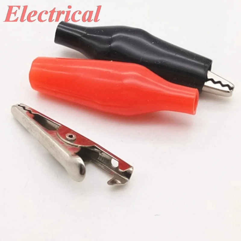 28MM Metal Alligator Clip Crocodile Electrical Clamp Testing Probe Meter Black Red With Plastic Boot Car Auto Battery