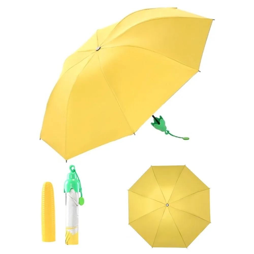 Portable Folding Umbrella Manual Open Compact Size UV Resistant Umbrella Durable 8 Ribs Design Vegetable Design Umbrella