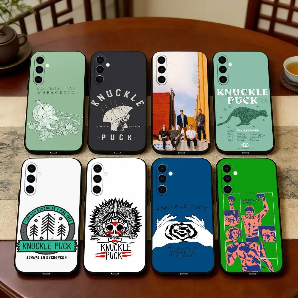 K-Knuckle P-Puck Band Phone Case For Samsung Galaxy A73,A72,A71,A70,A53,A52,A51,Soft Silicone Black Cover