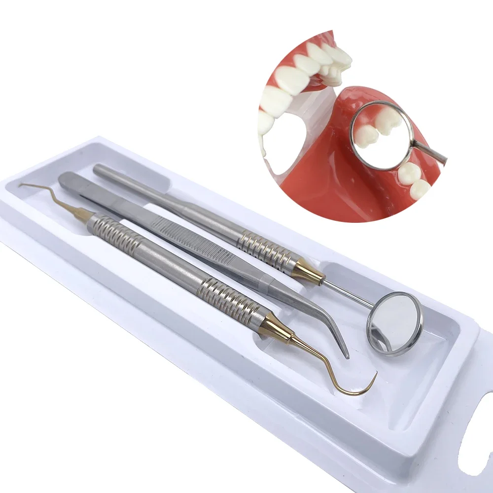 3/4PCS Dental Oral Cleaning Kit Scraper Mirror Scaler Set Plaque Remover Stainless Steel High Temperature Dentist Oral Care Tool