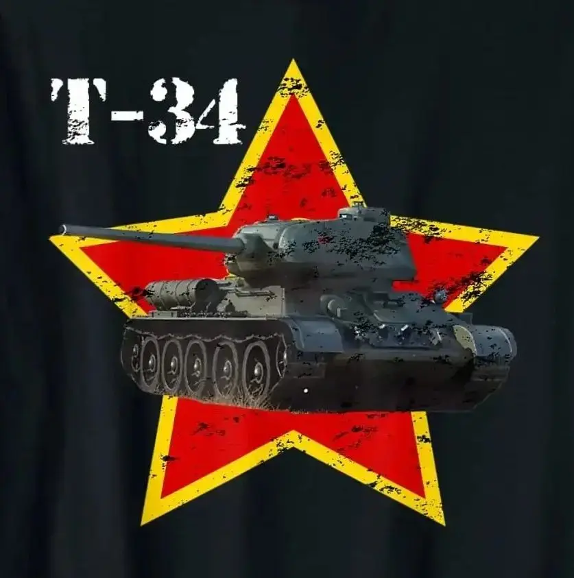 

Russian Military WWII Soviet T-34 Tank T-Shirt 100% Cotton O-Neck Short Sleeve Summer Casual Mens T-shirt Streetwear