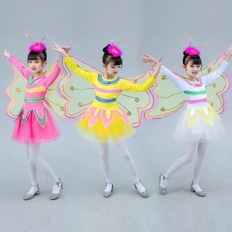 Disfraz de campana Tinker de hada de las flores para el Día de los niños con alas y Diadema para niñas, vestido de mariposa de Cosplay, fiesta de baile