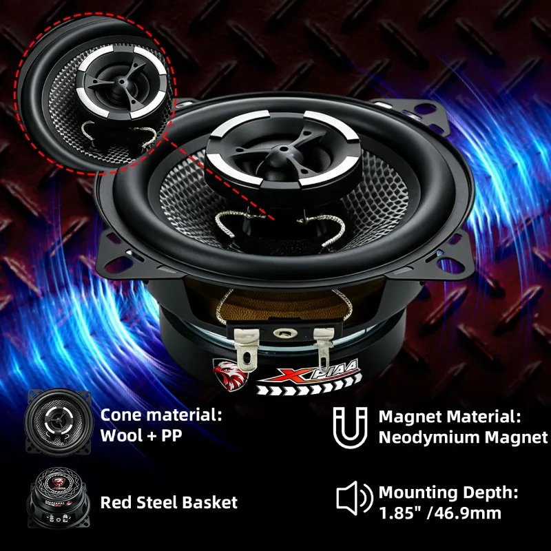 2pcs 4 Inch Coaxial Speaker 400W Car Speakers 2 Way Range Stereo Subwoofer HIFI Modified Car Audio Accessories Home Music Sound view 3