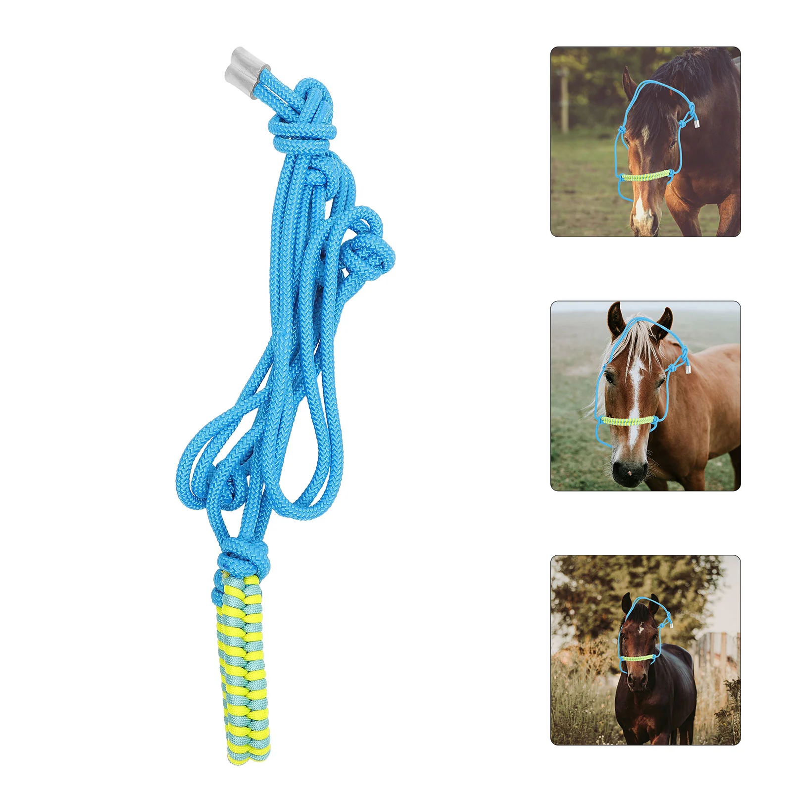 

Tie The Rope Adjustable Multi-knot Braided Horse Head Holder Toys Nylon Bitless Bridles for Horses Western