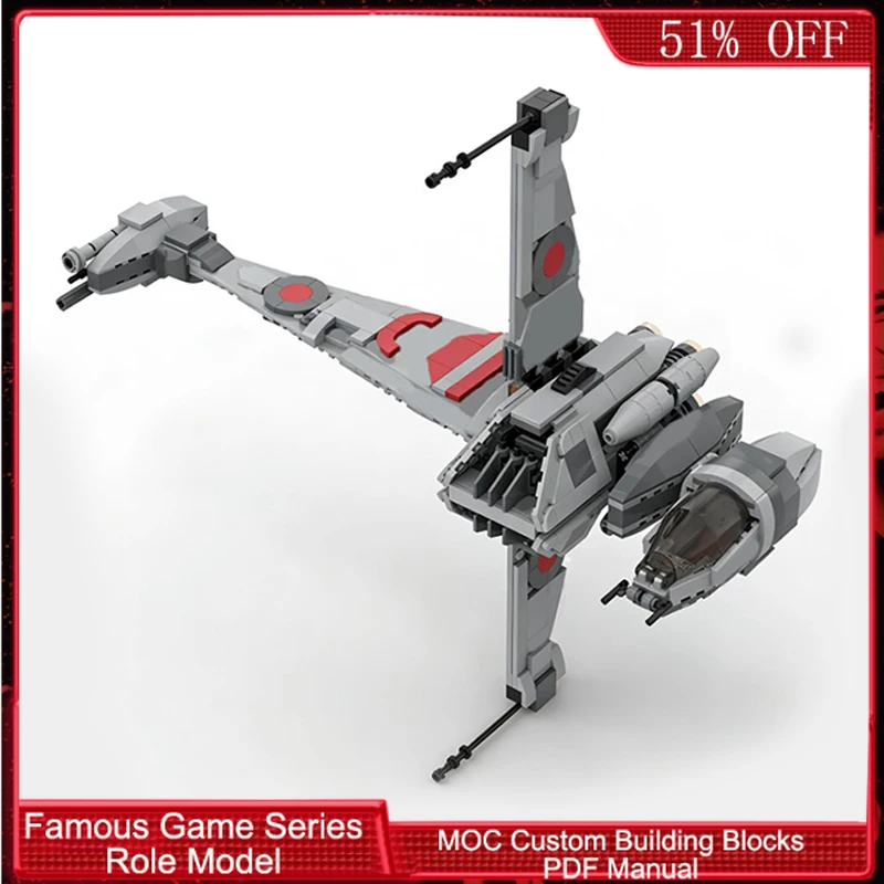 524 PCS Warplane B-WingRemake75050 MOC Customize Modular Building Block Technology Kids Model Simple DIY Boys Festival Toy Gift
