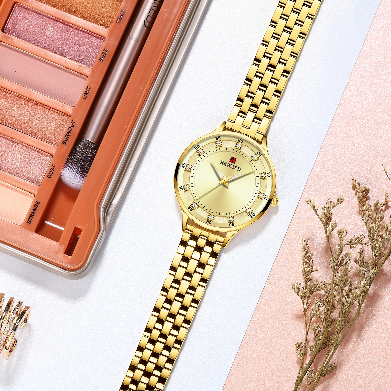 REWARD Mode Vrouwen Horloge Luxe Waterdicht Quartz Horloges Uurwerk Roestvrij Staal Horloges Voor Vrouwen