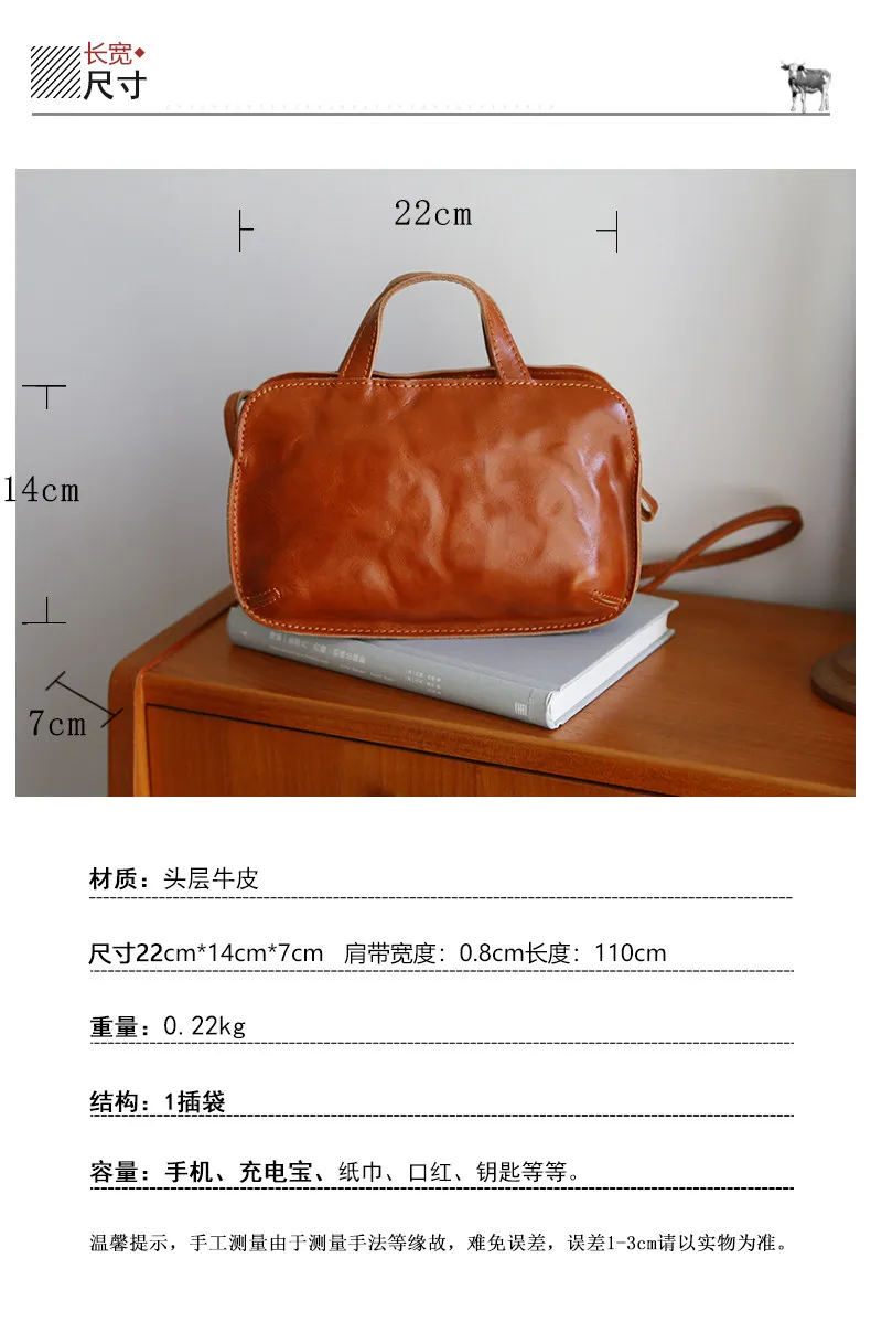 PNDME einfache, handgefertigte Vintage-Umhängetasche aus Rindsleder, kleine Damen-Schultertasche, lässige, luxuriöse Damen-Umhängetasche aus echtem Leder – Detail 2