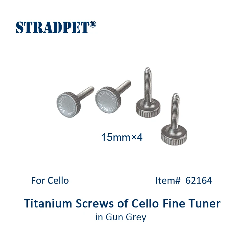 STRADPET 4pcs Titanium Screws of Cello Fine Tuner in Bright or Gun Gray, Two Bolt length, Four kinds of Nuts for Cello Tuner