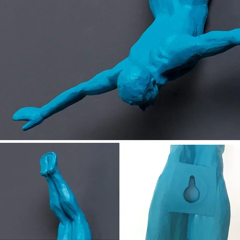 Nordic Bungee Jumping Man Resin Wall Hanging Decoration Living Room Background Creative Gift Colorful Young Boy Figurines Figure