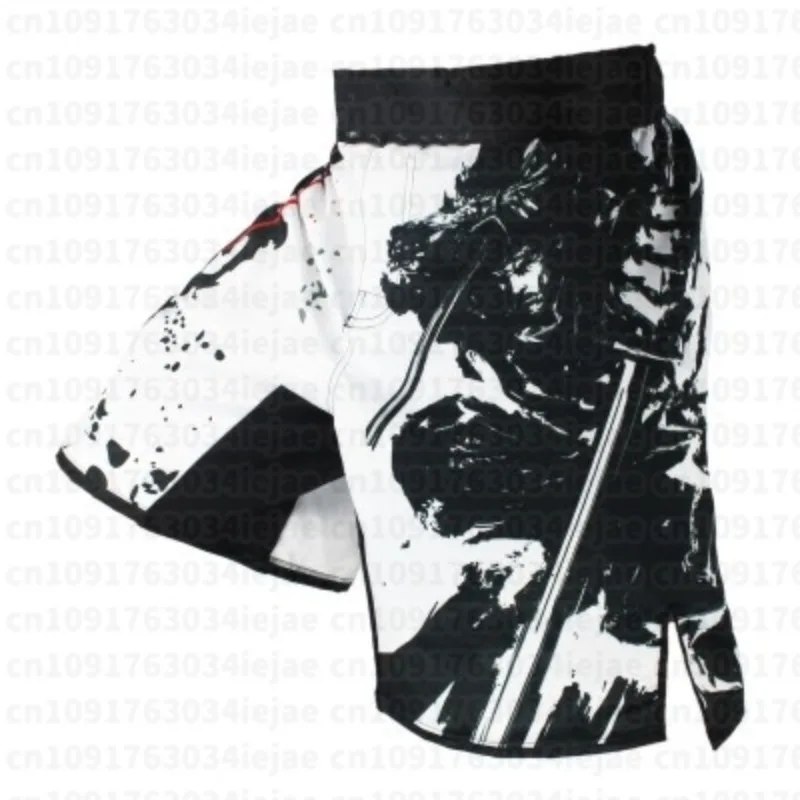 Men Kid MMA Black Boxing Skull Motion Picture Loose Size Training Kickboxing Shorts Muay Thai Shorts Cheap Mma Shorts