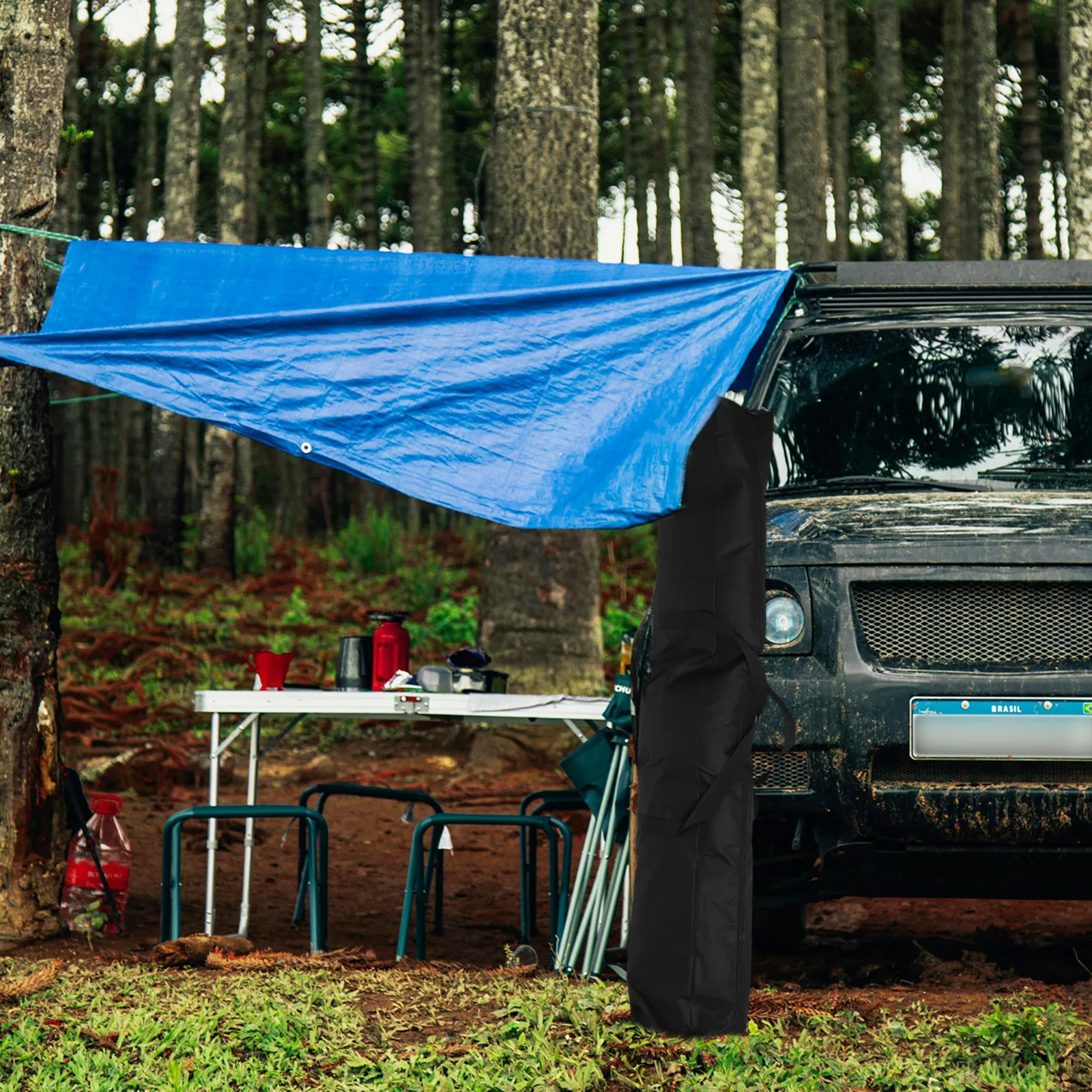 Water Resistant Long Handle Carrying Bag for Canopy Poles Tent Stakes and Camping Gear Layered Internal Compartments Large
