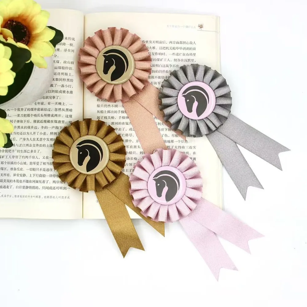 Fashion Equestrian Elements Wrinkle Badge Brooch Event Awards Badge Multi Color Fashion Decoration Pin Chest Flower