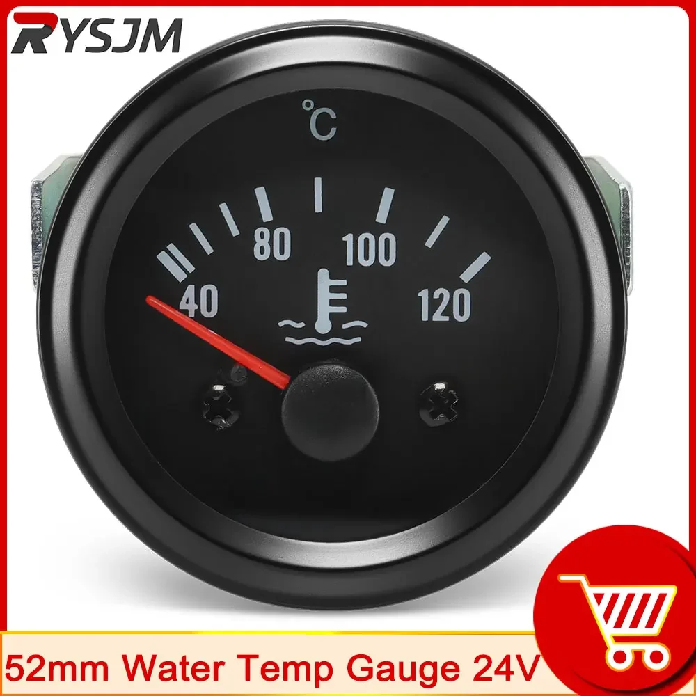 24V 52MM Black Water Temp Gauge 150 Celsius Oil Temp Gauge Oil Press Meter 10 Bar Volt Gauge Truck Car Instruments image 3