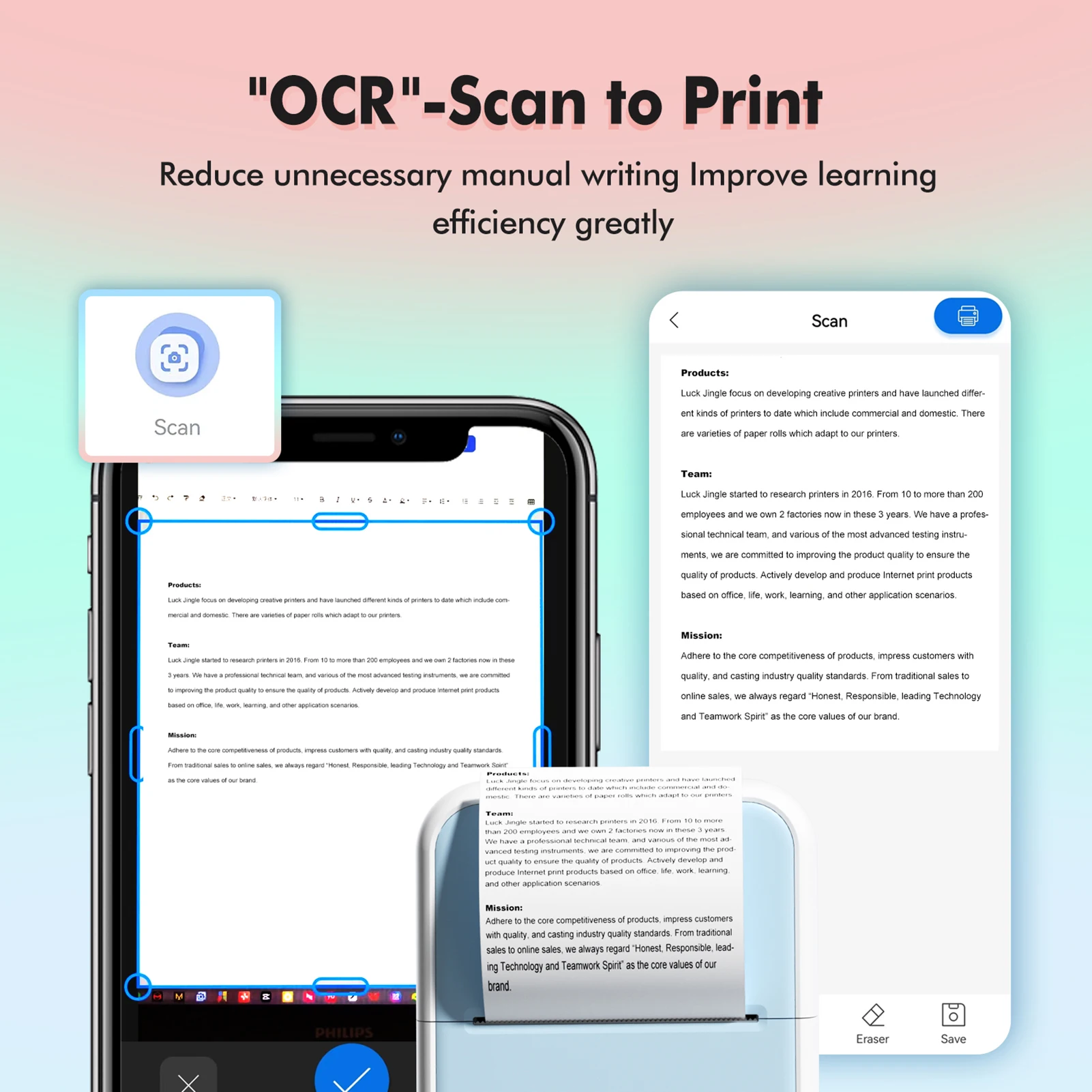 

Mini Pocket Printer Portable Thermal Instant Photo Printing Label Maker Machine BT Wireless Connect Compatible with for Android