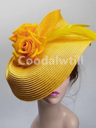 Wedding Pillbox Fascinator Hat Fashion Flower Headwear Women Formal Dress Party Royal Ascot Hair Accessories Feather Chapeau