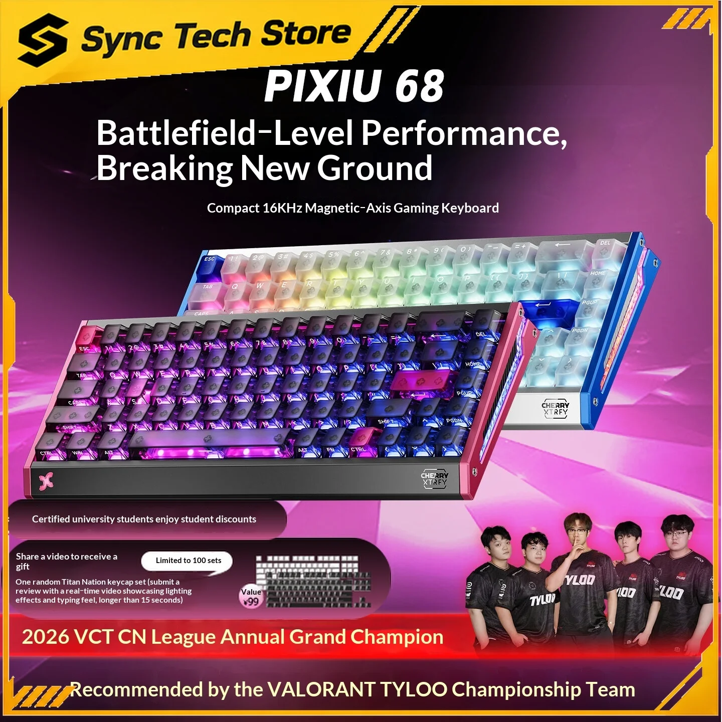 New PIXIU68 Magnetic Switch Keyboard CNC All Aluminum Case 16K Polling Rate 68 Keys RGB Gaming Keyboard for Valorant CS2
