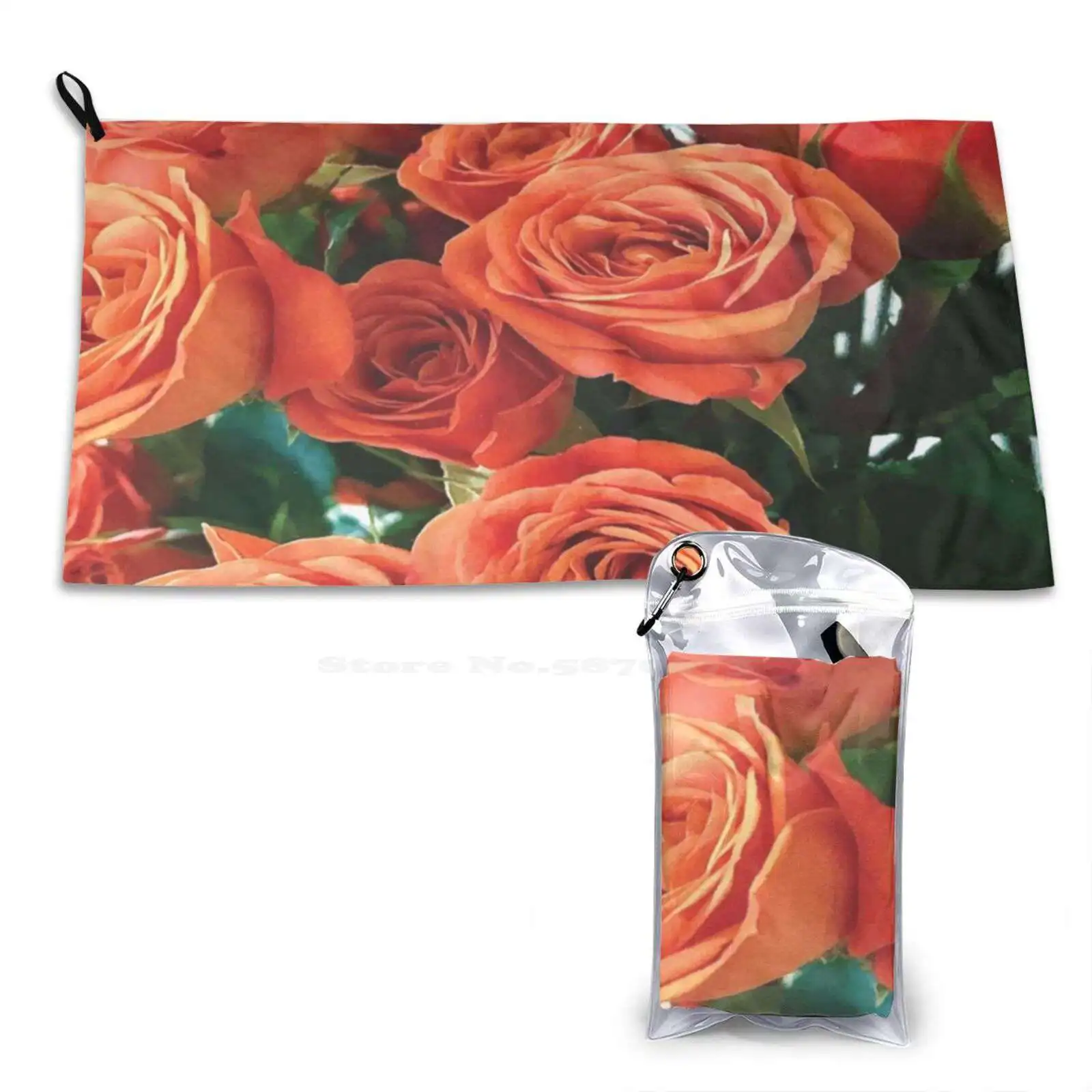 Just Orange Roses Gym Outdoor Sports Fitness Towel Bath Washcloth Roses Bunch Orange Nature Sunlight Day Mini