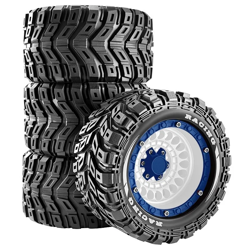 1/16 RC Car 90mm Rubber Tires Wheels 4Pcs Upgrade Accessories For MJX HBX SCY Traxxas Summit E-Revo ARRMA Mini Kraton