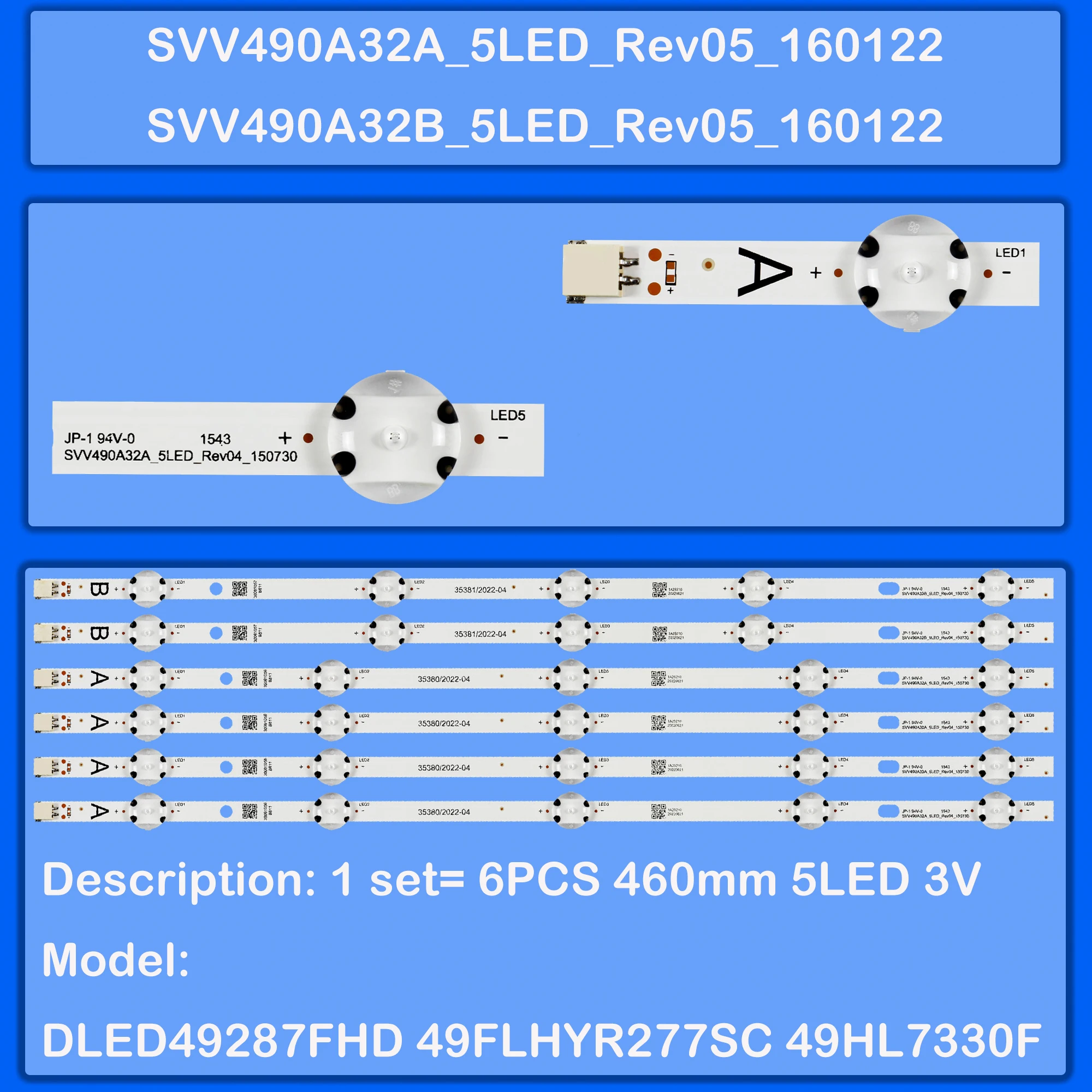 

LED Backlight strip For 49R6520F 49FHD269 49AO4USB WPS4919SM 49FD7300 49FHD269 490FA50000 49FB70000 D49F279N3CW TE49282B34C2H